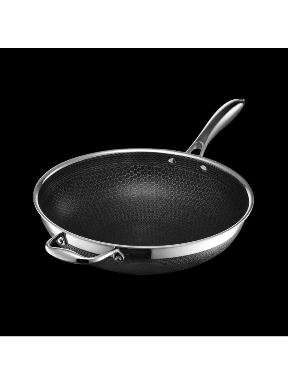 HexClad 12 Inch Hybrid Nonstick Wok Stainless Steel Northern Style TriPly Coated